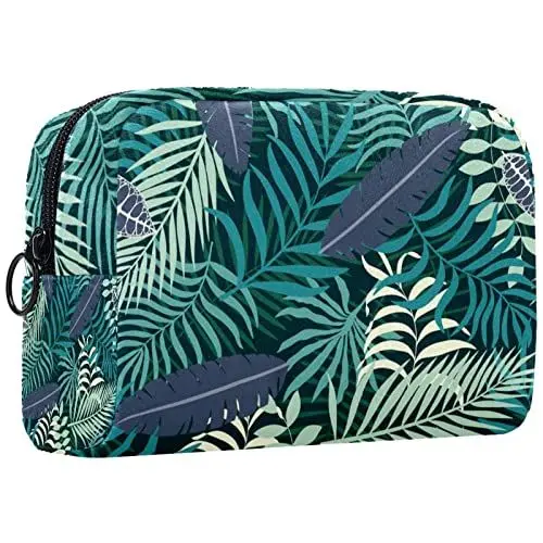 Produktbild: Reise Kulturbeutel mit Reißverschlüssen, Reisezubehör, Toilettenartikel, Kosmetiktasche, Make up Taschen für Männer und Frauen,Moderne Cartoon grüne Tropische Pflanzen