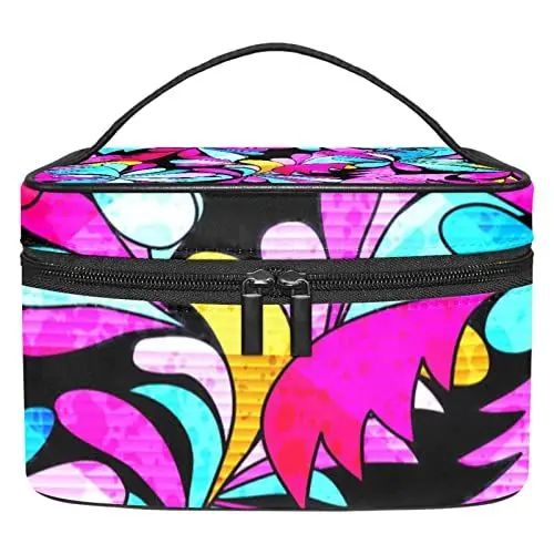 Produktbild: Reise Kulturbeutel mit Reißverschlüssen, Reisezubehör, Toilettenartikel, Kosmetiktasche, Make up Taschen für Männer und Frauen,Moderne abstrakte Kunst Tropische Pflanze Blätter Sommer