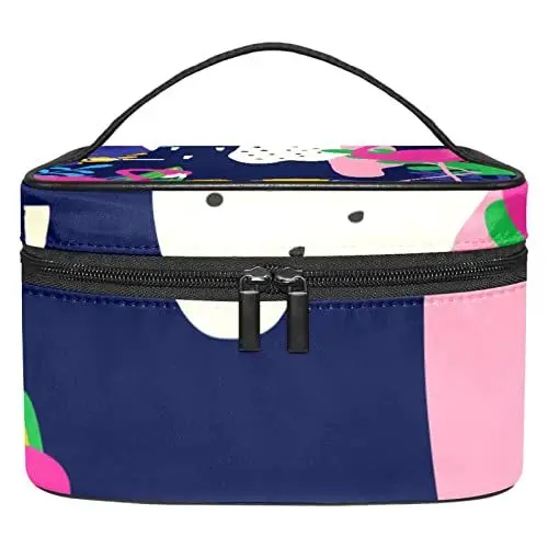 Produktbild: Reise Kulturbeutel mit Reißverschlüssen, Reisezubehör, Toilettenartikel, Kosmetiktasche, Make up Taschen für Männer und Frauen,Papageien Flamingo der modernen abstrakten Kunst tropischen Pflanze