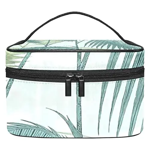 Produktbild: Reise Kulturbeutel mit Reißverschlüssen, Reisezubehör, Toilettenartikel, Kosmetiktasche, Make up Taschen für Männer und Frauen,Tropische Pflanzen grüne Blätter Sommer Art Modern