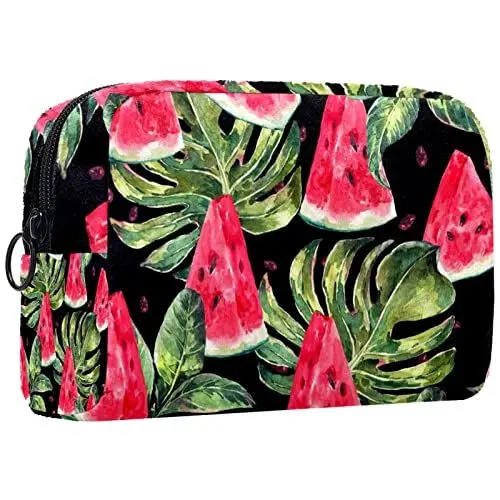 Produktbild: Reise Kulturbeutel mit Reißverschlüssen, Reisezubehör, Toilettenartikel, Kosmetiktasche, Make up Taschen für Männer und Frauen,Wassermelone Tropische Pflanze Sommer Hawaii