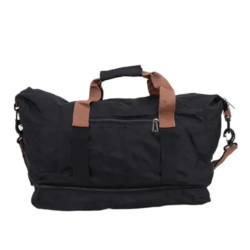 Produktbild: Reise -Reisetasche Fitnessbeutel Sports Bag Premium Oxford Stoff wasserdichte Weekender -Tasche mit nasse Trockentrennung große Kapazität für Reisefitness Männer Frauen (Schwarz)