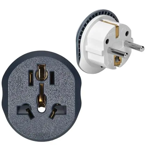 Produktbild: Reiseadapter Europa EU - Universaladapter Typ E & F für EU-Steckdosen, 230V, 13A, Steckdosenadapter - Reisestecker Frankreich Deutschland Belgien Niederlanden