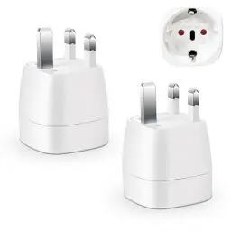 Produktbild: Reiseadapter UK 2 Pack, Adapter England Deutschland Stecker， UK Adapter für EU zu England/Schottland/Irland/Dubai/Maldives, typ g Reisestecker Stromadapter,Weiß