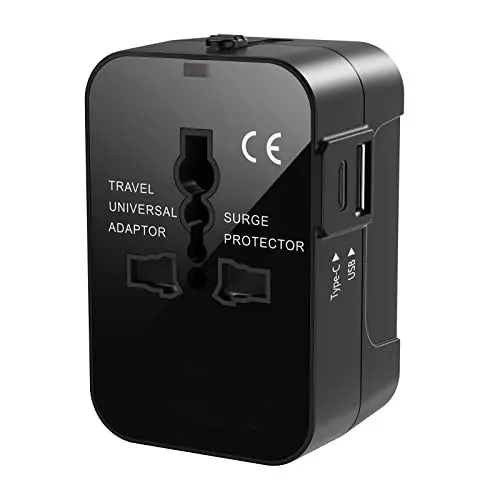 Produktbild: Reiseadapter Weltweit Universal Reisestecker mit USB C, Internationaler Steckdosenadapter mit 2 USB Universal AC Steckdose Travel Adapter für USA UK AUS EU England Thailand Italien Deutschland