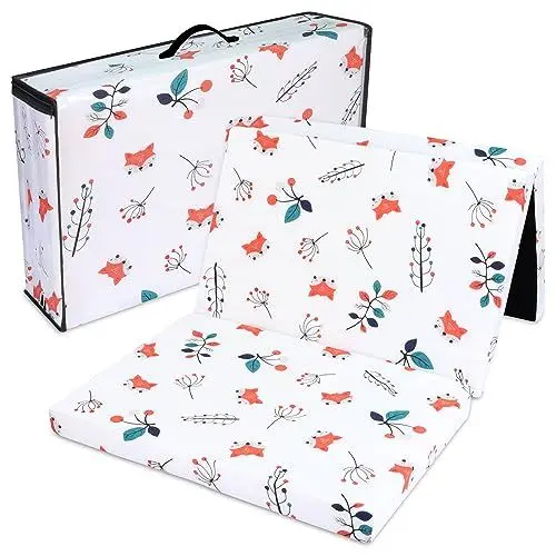 Produktbild: Klappmatratze Faltbare Reisebett Baby Matratze 60x120 cm - Faltmatratze für Kinder Gästematratze klappbar Babymatratze Bodenmatratze Schlafmatratze und Reisematratze Fuchs