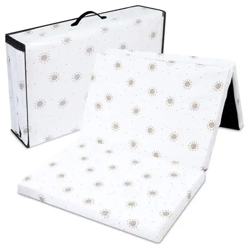 Produktbild: Klappmatratze Faltbare Reisebett Baby Matratze 60x120 cm - Faltmatratze für Kinder Gästematratze klappbar Babymatratze Bodenmatratze Schlafmatratze und Reisematratze Sonne