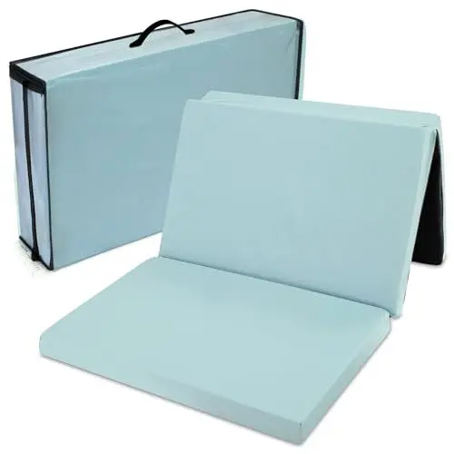 Produktbild: Klappmatratze Faltbare Reisebett Baby Matratze 60x120 cm - Faltmatratze für Kinder Gästematratze klappbar Babymatratze Bodenmatratze Schlafmatratze und Reisematratze Salbeifarbe