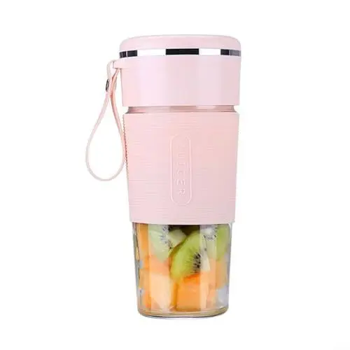 Produktbild: Reise-Entsafter Tasse, elektrischer Entsafter Cup USB wiederaufladbarer Smoothies Mixer, Zitruspresse, 6 Klingen, leicht zu reinigen (A)