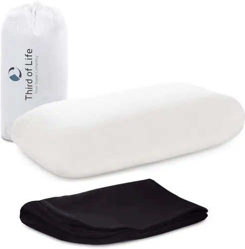 Produktbild: Reisekissen VOLAR Aloe Vera aus Visco-Schaum mit Bambus-Aktivkohle | Orthopädisches Nackenkissen mit gratis Baumwoll-Bezug | Nackenstützkissen, Kopfkissen für Reisen, Auto, Camping | 40x25x10 cm