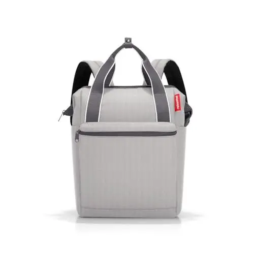Produktbild: reisenthel allrounder R herringbone grey – Rucksack und Tragetasche in einem – Mit Stecklasche für Reisetrolleys