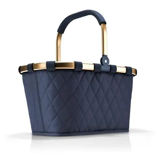 Produktbild: reisenthel carrybag frame rhombus midnight gold – Stabiler Einkaufskorb mit viel Stauraum und praktischer Innentasche – Elegantes und wasserabweisendes Design