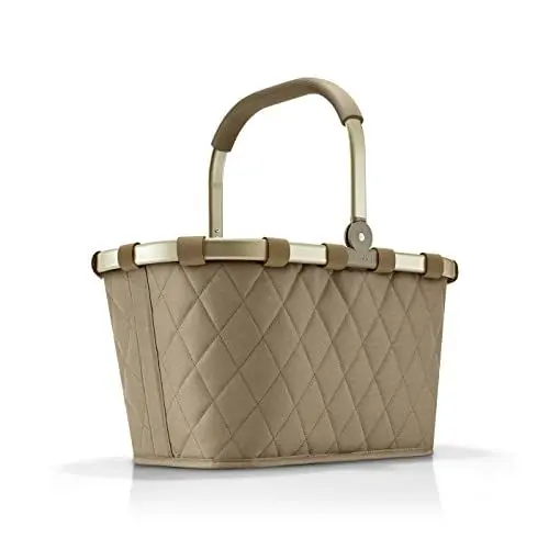Produktbild: reisenthel carrybag frame rhombus olive – Stabiler Einkaufskorb mit viel Stauraum und praktischer Innentasche – Elegantes und wasserabweisendes Design