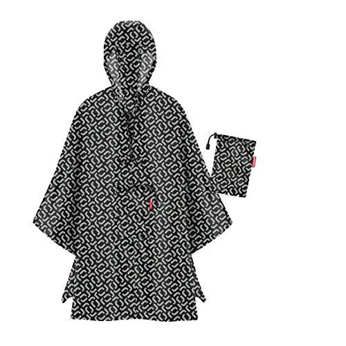 Produktbild: reisenthel mini maxi poncho in Signature Schwarz – Klein verpackter Regencape aus hochwertigem Polyestergewebe – Ansprechendes Design mit weiter Kragenöffnung