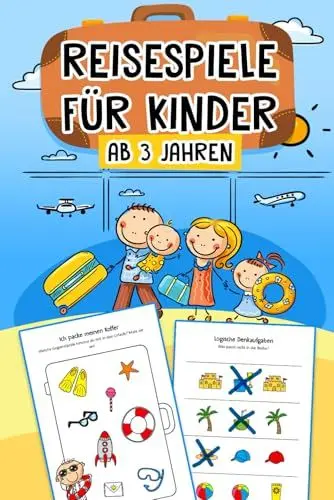Produktbild: Reisespiele für Kinder ab 3 Jahren: Der große Spielspaß für unterwegs - Reise Spiele, Lernspiele, Rätsel uvm! - Spannende Beschäftigung im Auto, Flugzeug, Zug und Urlaub - Für Kleinkinder ab 3