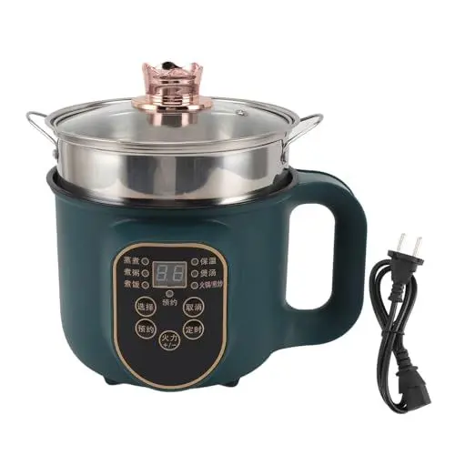 Produktbild: Reiskocher, 1,8 L Antihaftbeschichteter Reiskocher mit Dampfkorb, Multikocher, 600 W, Intelligente Reservierung, Kleiner Elektroherd für Nudelsuppe, Steak, Eier, (EU-Stecker 220 V)