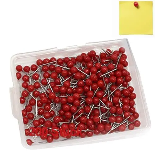 Produktbild: Reißnagel/Pins für Karten,Rot Pinnadeln,200 Stück Pinnwand Nadeln,Weltkarte Pinnwand Kleine Rote Karte Daumennadeln,DIY,Kork Boards,Bulletin Board,klein,Reißnagel/Pins,200 Stück rot