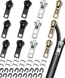Produktbild: ReißVerschluss Reparatur Set (52 Stück), Universal #5 Reissverschluss Reparatur Set, Ersatz Zipper für ReißVerschluss, ReißVerschluss Schieber, Reisverschlußreparatur Set für Jacken, Taschen, Mantel
