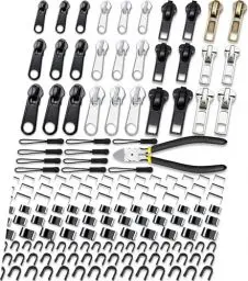 Produktbild: Reißverschluss Reparaturset, 159 Stück Reissverschluss Reparatur Set, Reisverschlussreparatur Set, Reisverschlußzipper Set, Reißverschluss Reparieren Jacke, Reparatur Reißverschluss (3 Größen: #3/5/8)