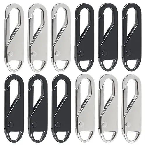 Produktbild: Reißverschluss Zipper, 12 Stück Reisverschlußzipper, Metall Reissverschluss Reparatur Set Ersatzzipper Anhänger für Koffer Mantel Stiefel Jackenrucksäcke