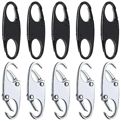 Produktbild: Reisverschlüse, 10 Stück Diebstahlsicherung Rucksack Zipper Reißverschluss Clip für Gepäck, Rucksack, Geldbörse Geschlossen zu Schlösser(Schwarz, Silber)