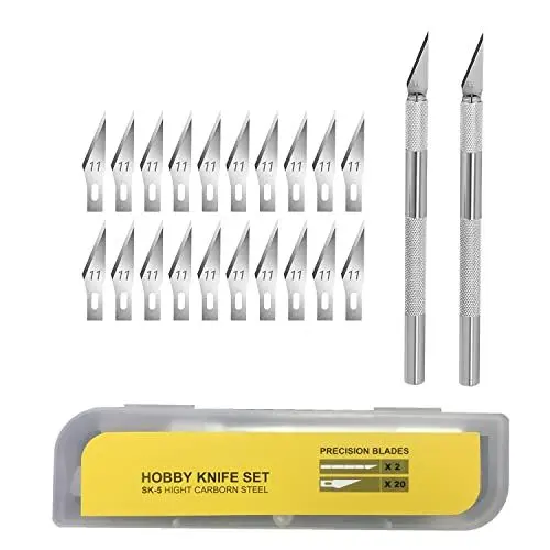 Produktbild: Reiwosee Skalpell Set inkl. 20x Ersatzklingen Schutzkappe,Precision Carving Craft Messer Set, Bastelmesser Cuttermesser Hobby-Skalpell Schnitzmesser zum Schneiden Stoff Kohlefolie Basteln,DIY Cutting
