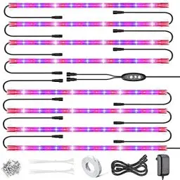 Produktbild: Relassy LED Pflanzenlampe, Vollspektrum LED Grow Lampe Pflanzenlicht Streifen mit Auto Timer 3H/6H/12H, Grow light LED Strips Pflanzenleuchte 4 Dimmbare Level für Zimmerpflanzen Gewächshaus (152 LEDs)