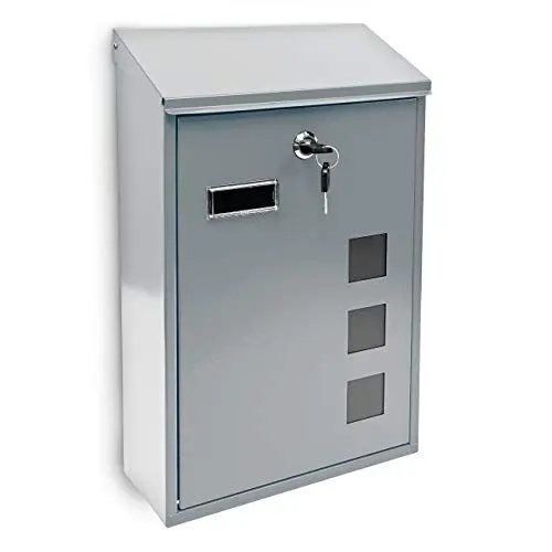 Produktbild: Relaxdays 10017417_S Silber Design Briefkasten aus Metall 25x40 cm, 40 x 25 x 10 cm