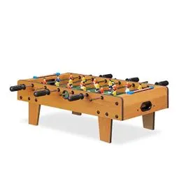 Produktbild: Relaxdays 10022517 Tischkicker, Tischfussball Kinder und Erwachsene, Fußball Tischspiel, Holz-Optik, B x T 69 x 37 cm, grün-braun
