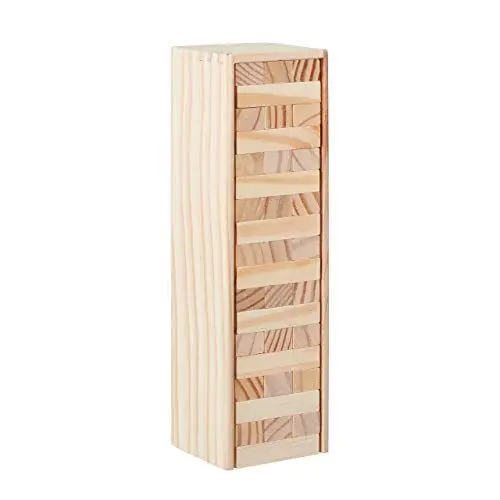 Produktbild: Relaxdays 10022792 Wackelturm Holz, 54 Bausteine zum Stapeln, lustiges Stapelspiel für Kinder & Erwachsene, Holzspielzeug, natur, 27 x 8 x 7 cm