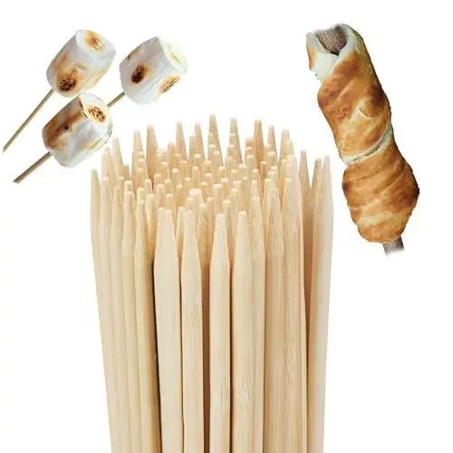 Produktbild: Relaxdays 10023273, natur Grillspieße aus Bambus, 100er Set, für Marshmallows u. Stockbrot, Lagerfeuer, universal, 90 cm lang