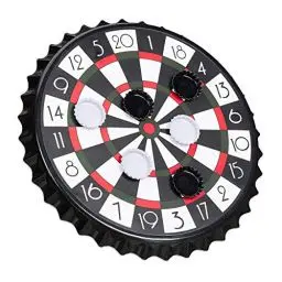 Produktbild: Relaxdays 10023506 Kronkorken Dartscheibe, magnetische Zielscheibe, Dart Trinkspiel mit 6 Kronkorken, Partyspiel Ø 25 cm, schwarz
