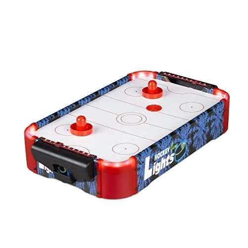 Produktbild: Relaxdays 10024098 Airhockey Tischspiel, Profi Lufthockey mit LED-Beleuchtung, mit Gebläse, inklusive Zubehör, Tischhockey, bunt