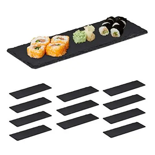 Produktbild: Relaxdays 10027829, Schiefer Servierplatten Anthrazit