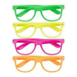 Produktbild: Relaxdays 10027933 Partybrille 4er Set, lustige Brillen für Fasching & Karneval, Neon Brillen, One Size, HBT 4,5x14,5x15 cm, bunt