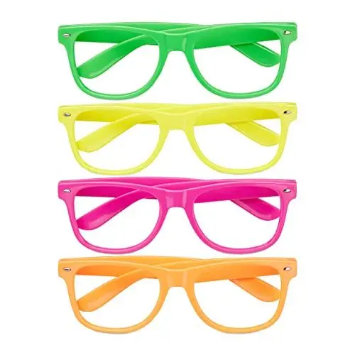 Produktbild: Relaxdays 10027933 Partybrille 4er Set, lustige Brillen für Fasching & Karneval, Neon Brillen, One Size, HBT 4,5x14,5x15 cm, bunt