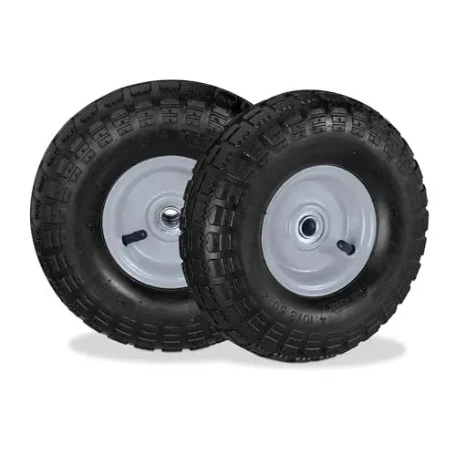 Produktbild: Relaxdays 2X Sackkarrenrad 4.1/3.5-4, luftbereifte Ersatzräder, 16 mm Achse, 136 kg, Stahlfelge, 260x85 mm, schwarz-grau