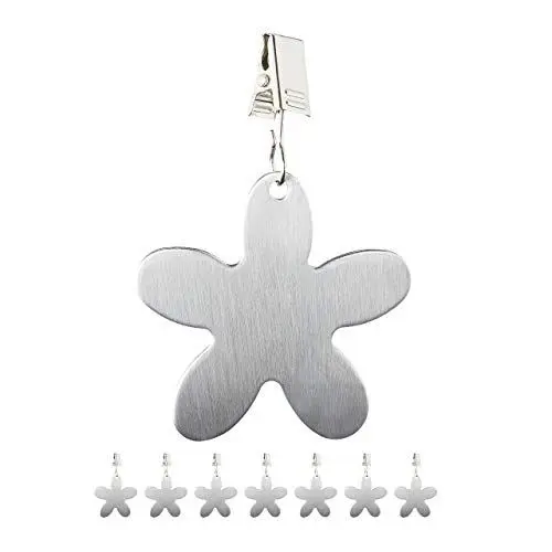 Produktbild: Relaxdays 8er Set Tischdeckenbeschwerer, Tischtuchbommeln zum Beschweren, Blume, In- & Outdoor, Edelstahl, Silber