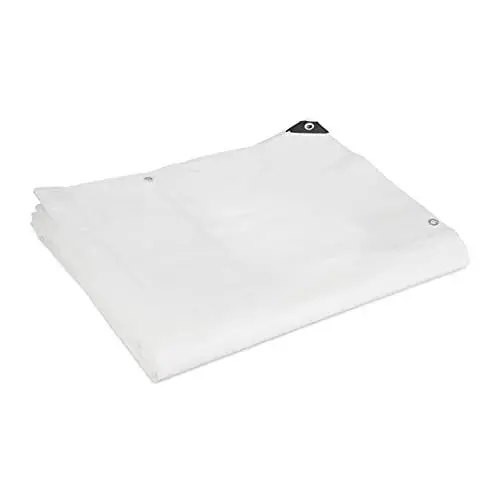 Produktbild: Relaxdays Abdeckplane 200g/m², 2 x 3 m, Gewebeplane mit Ösen, wasserdicht, reißfest, UV-stabil, PE, Plane Garten, weiß