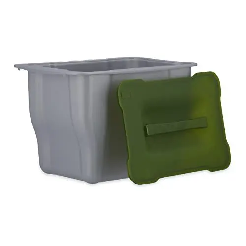 Produktbild: Relaxdays, Abfallsammler, Kitchenbox für Biomüll, Multifunktionsbox, mit Deckel, 5 Liter, grau Abfallbehälter küche, Plastik, Anthrazit, 15.3 x 24.7 x 17.5 cm