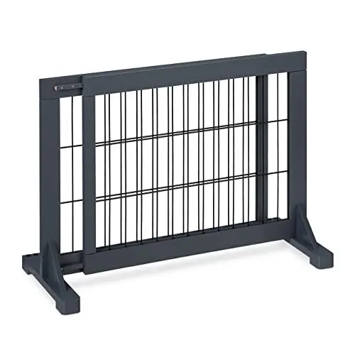 Produktbild: Relaxdays Absperrgitter, ausziehbares Schutzgitter, Treppe & Tür, HxB: 56 x 70-108 cm, freistehend, Kinder & Hunde, grau