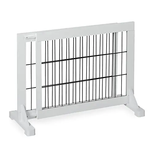 Produktbild: Relaxdays Absperrgitter, ausziehbares Schutzgitter, Treppe & Tür, HxB: 56 x 70-108 cm, freistehend, Kinder & Hunde, weiß