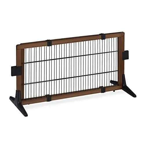 Produktbild: Relaxdays Absperrgitter, ausziehbares Türschutzgitter, ohne Bohren, mit Füßen, HxB: 51x107-172 cm, Kinder & Hunde, braun