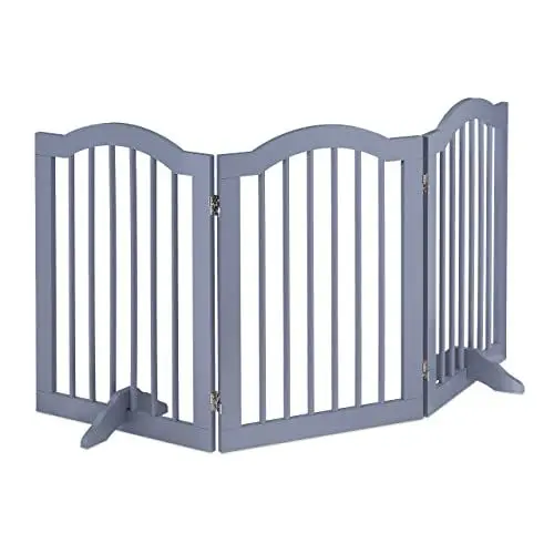 Produktbild: Relaxdays Absperrgitter, freistehend, klappbar, mit Füßen, HBT: 70 x 154 x 30 cm, Schutzgitter für Kinder & Hunde, grau