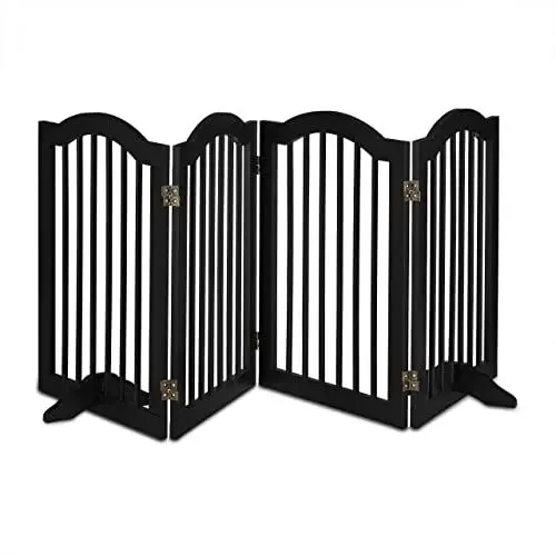 Produktbild: Relaxdays Absperrgitter, freistehendes Schutzgitter, H x B: 70 x 205,5 cm, 2 Füße, Hunde, Katzengitter klappbar, schwarz