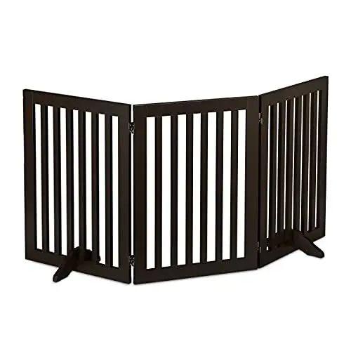Produktbild: Relaxdays Absperrgitter, freistehendes Schutzgitter, HxB: 70 x 154 cm, mit Füßen, Hunde, Kindergitter klappbar, braun