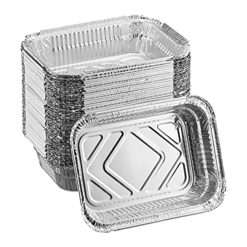 Produktbild: Relaxdays Aluschalen Grill, 50er Set, B x T: 18,5 x 13 cm, eckige Grillschalen, Tropfschalen indirektes Grillen, silber