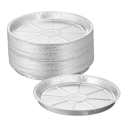 Produktbild: Relaxdays Aluschalen rund, 50er Set, H x D: 2,5 x 27,5 cm, Backform Linzertorte, Tropfschalen indirektes Grillen, Silber