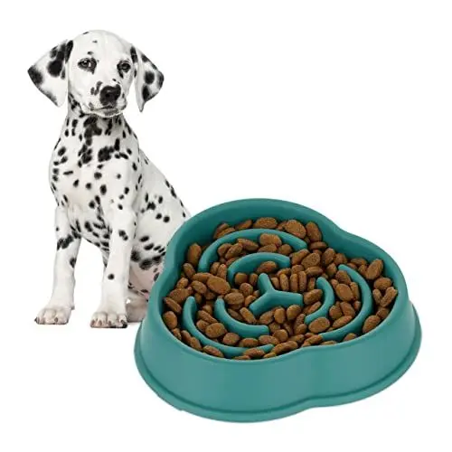 Produktbild: Relaxdays Anti Schling, Futternapf für Hunde, Napf 600 ml, langsames Fressen, Hundenapf spülmaschinenfest, türkis, 5 x 21 x 21 cm