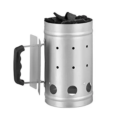 Produktbild: Relaxdays Anzündkamin, aus Stahl, Grillkohleanzünder für BBQ, Kamin, Grills, H x D: 27 x 16 cm, Grillstarter, silber